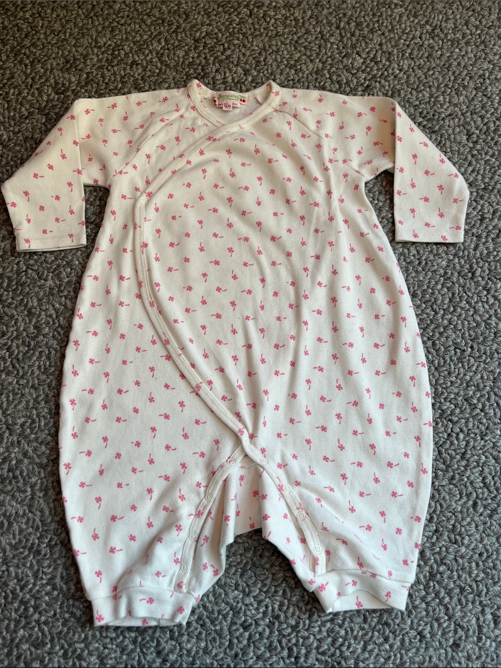 Bonpoint Girls White & Pink Floral Sleep Sack Pajamas